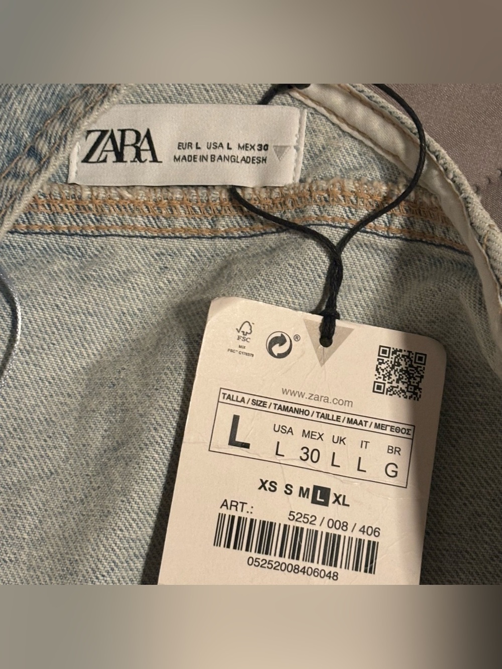 Zara One Shoulder Crop Light Wash Denim Jean Jacket Womens Large Asymmetrical - Picture 6 of 10